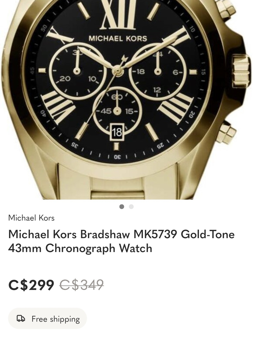 Michael Kors Gold-Tone Watch with Black Dial